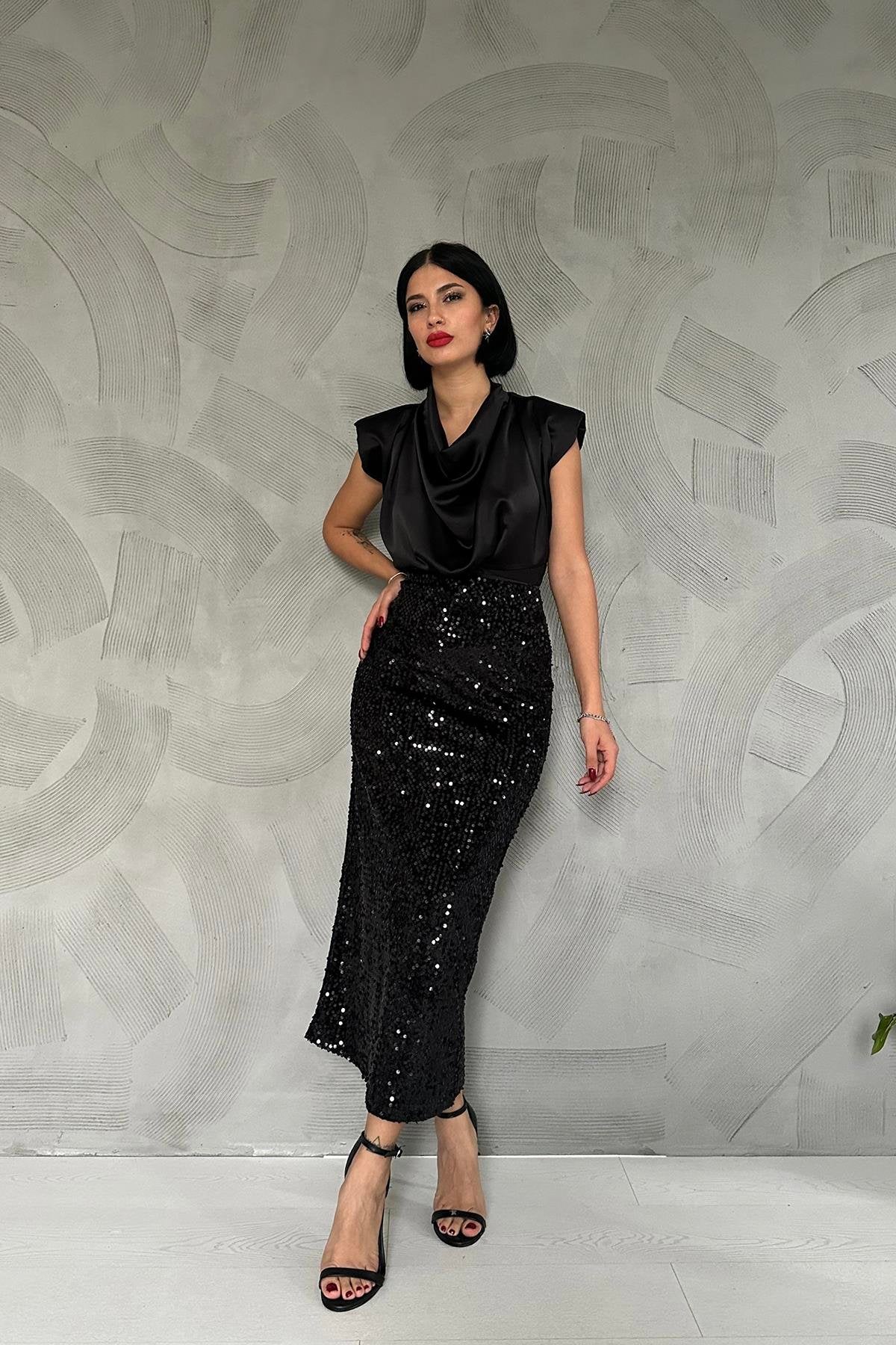 Black Lustre Skirt - Hangerapparel