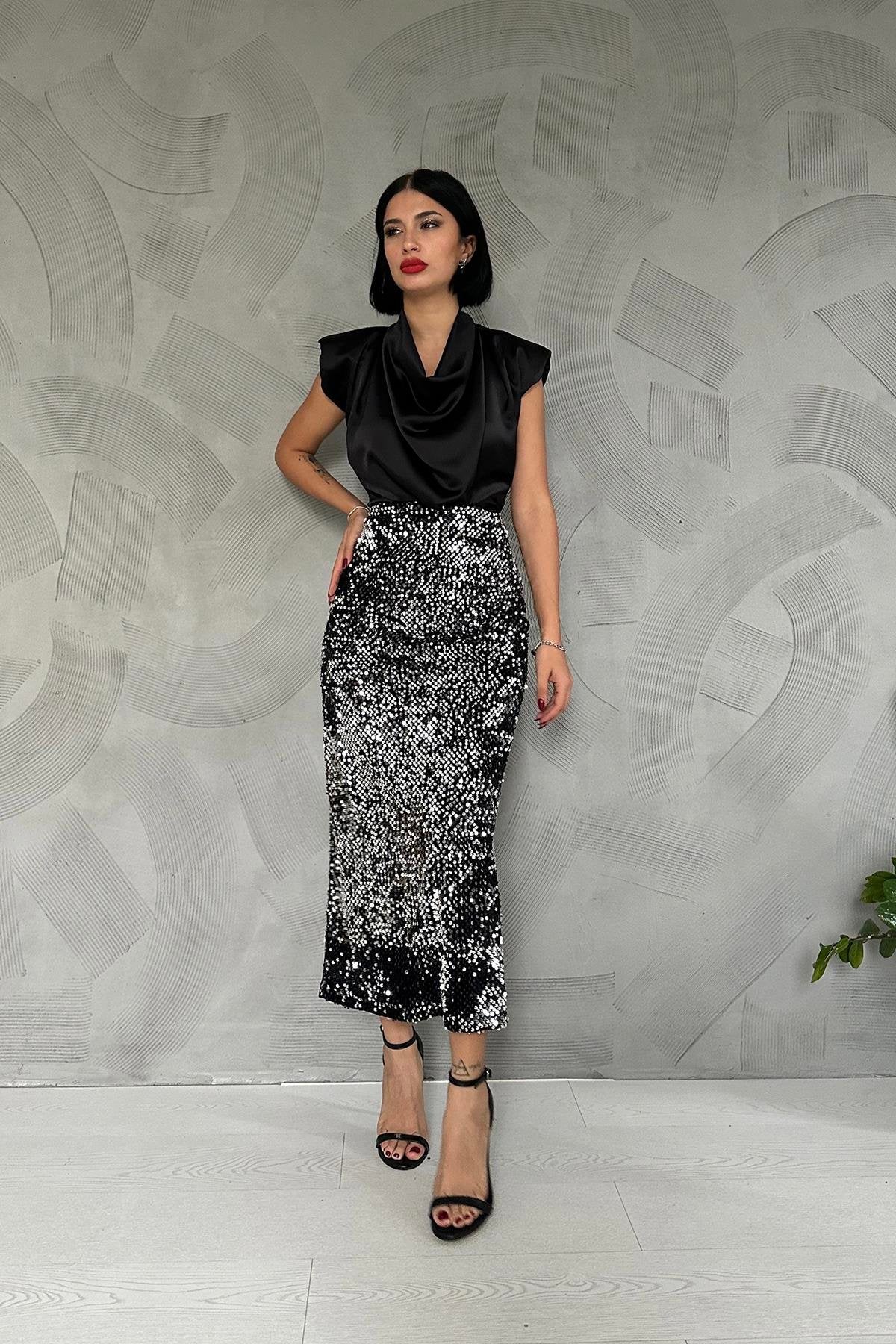 Silver Lustre Skirt - Hangerapparel