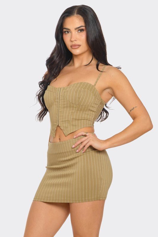 Sienna Striped Corset Set - Hangerapparel
