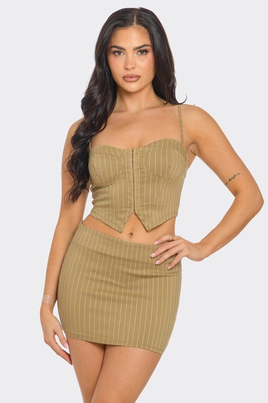 Sienna Striped Corset Set - Hangerapparel