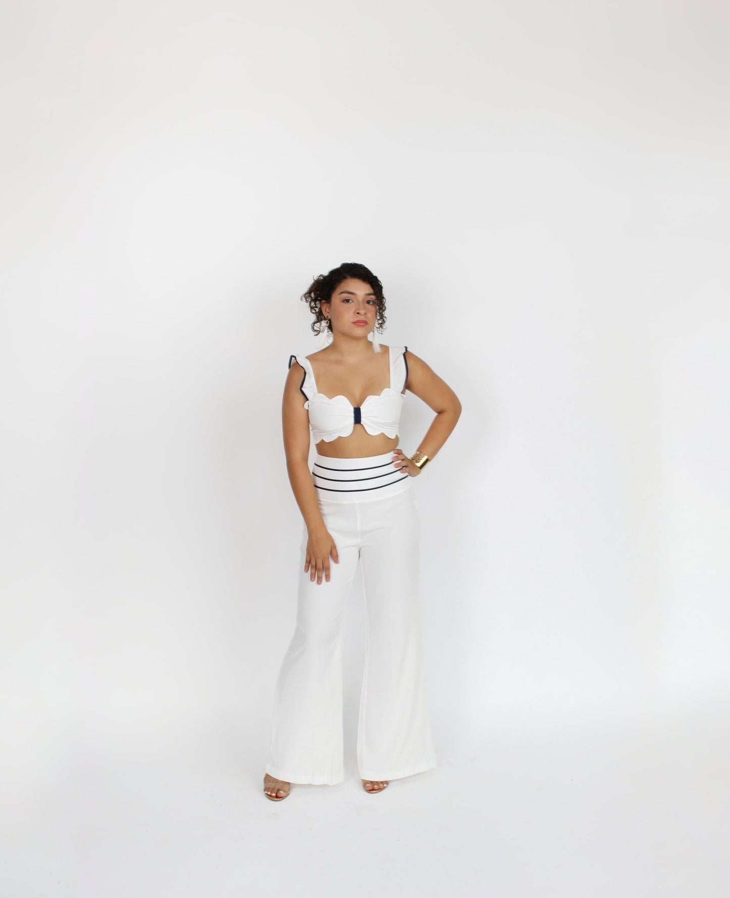 Scalloped Elegance Off - Shoulder Ensemble - Hangerapparel