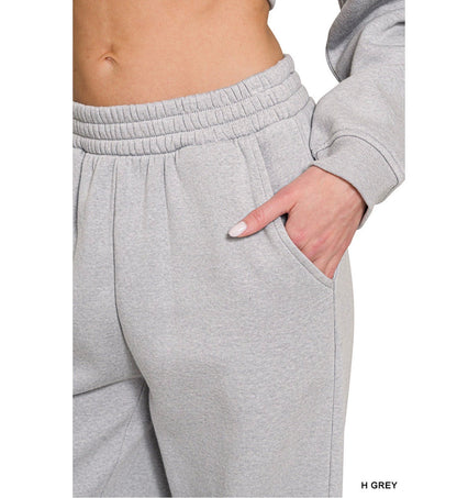 Heather Grey Wide Leg Set by Zenana - Hangerapparel