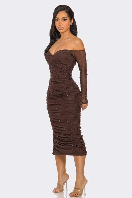 Mocha Pearl Dress - Hangerapparel