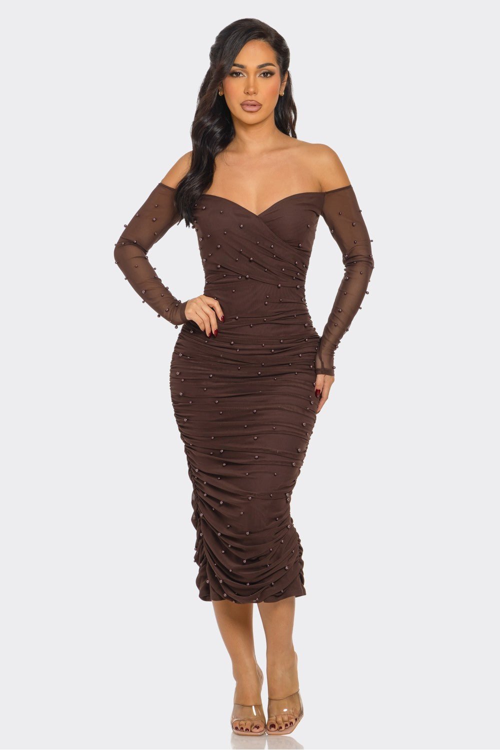 Mocha Pearl Dress - Hangerapparel