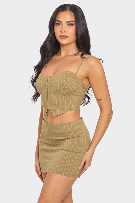 Sienna Striped Corset Set - Hangerapparel