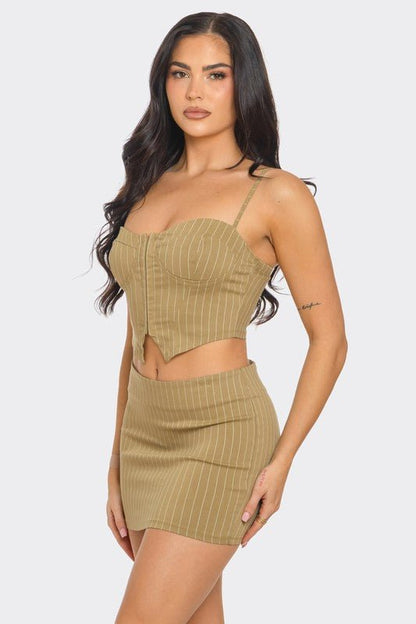 Sienna Striped Corset Set - Hangerapparel