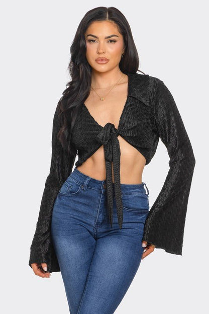 Seraphina Satin Tie Top - Hangerapparel
