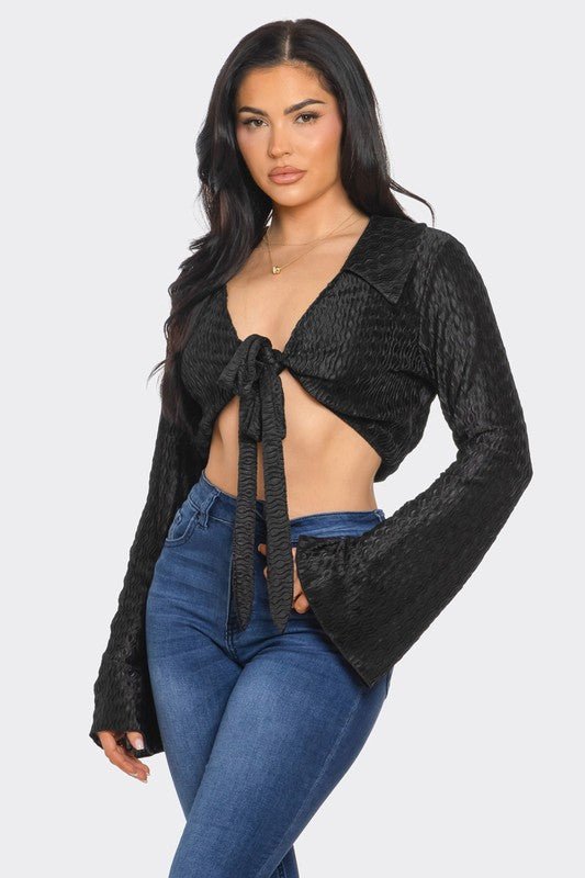Seraphina Satin Tie Top - Hangerapparel