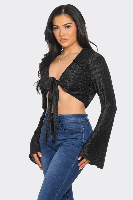 Seraphina Satin Tie Top - Hangerapparel