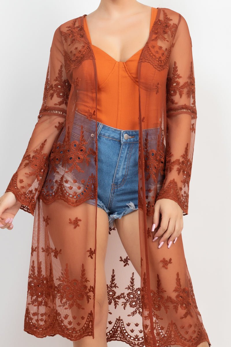 Desert Rose Sheer Lace Duster - Hangerapparel