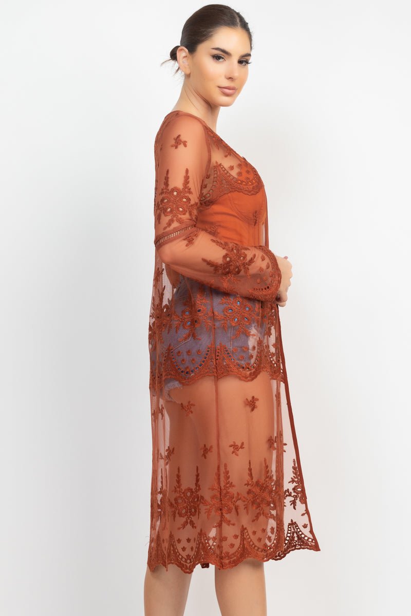 Desert Rose Sheer Lace Duster - Hangerapparel