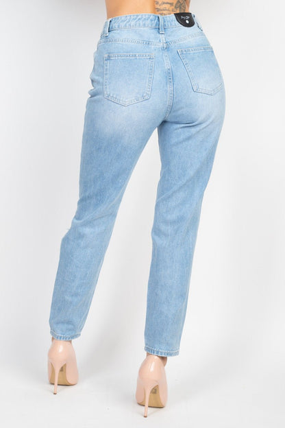 Everyday Edge High - Waisted Distressed Jeans - Hangerapparel