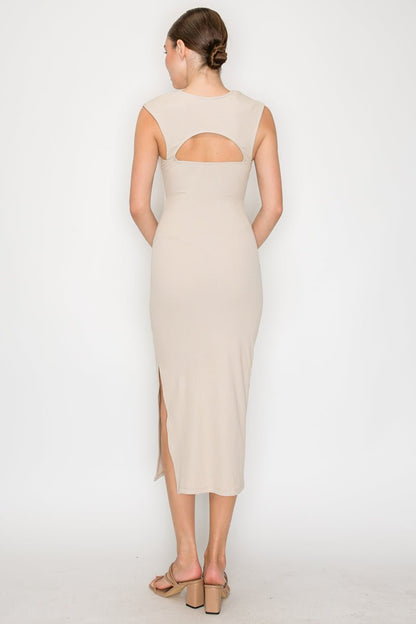 Bare Elegance Square Neck Midi Dress - Hangerapparel