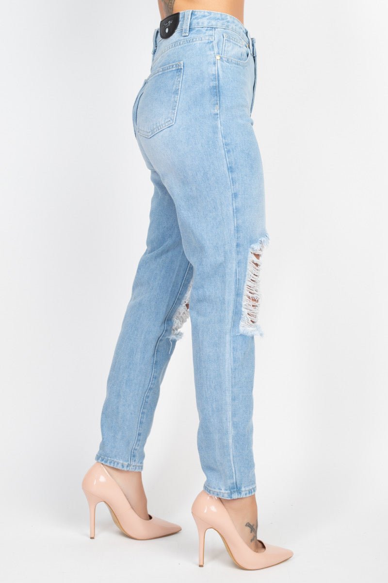 Everyday Edge High - Waisted Distressed Jeans - Hangerapparel