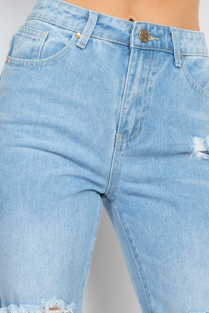 Everyday Edge High - Waisted Distressed Jeans - Hangerapparel