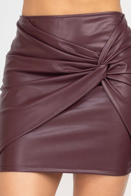 Wine Nights Faux Leather Mini Skirt - Hangerapparel