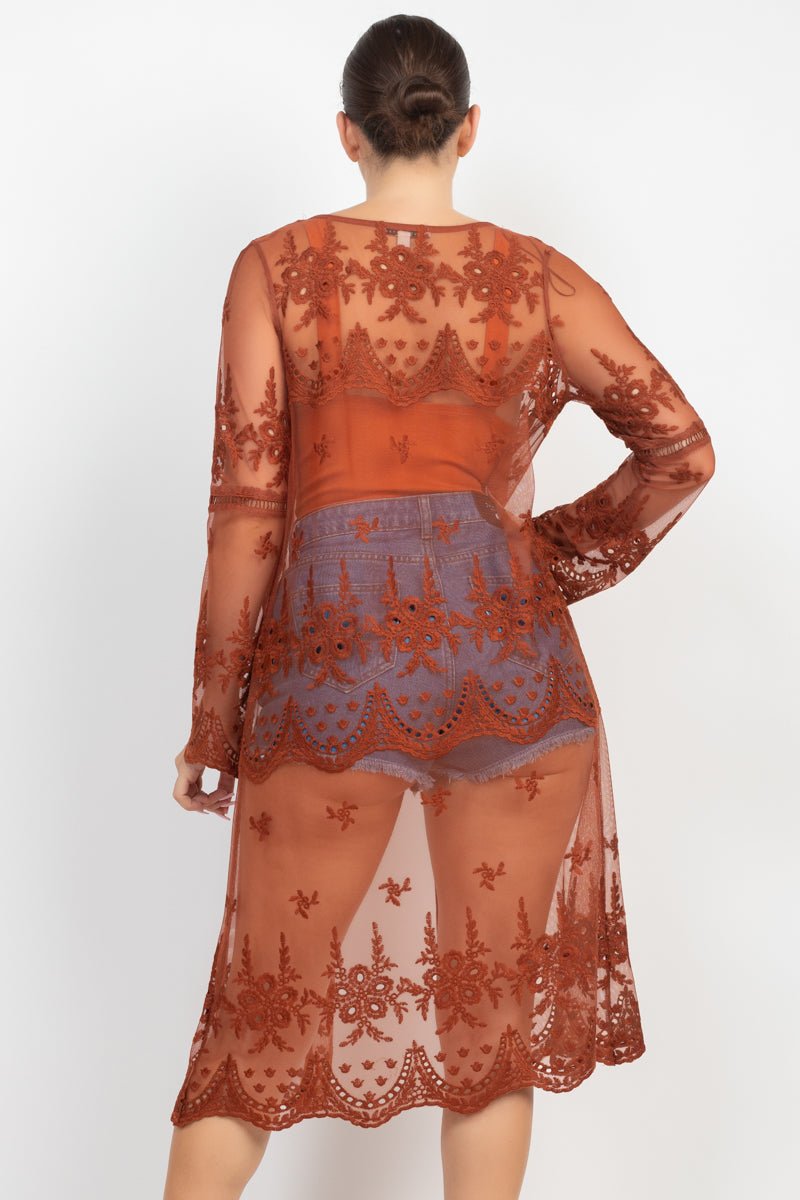 Desert Rose Sheer Lace Duster - Hangerapparel
