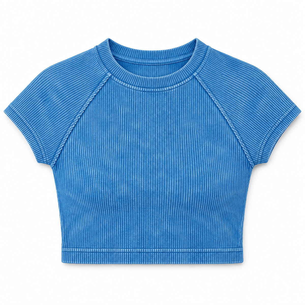 Blue Hour Ribbed Crop By Zenana - Hangerapparel