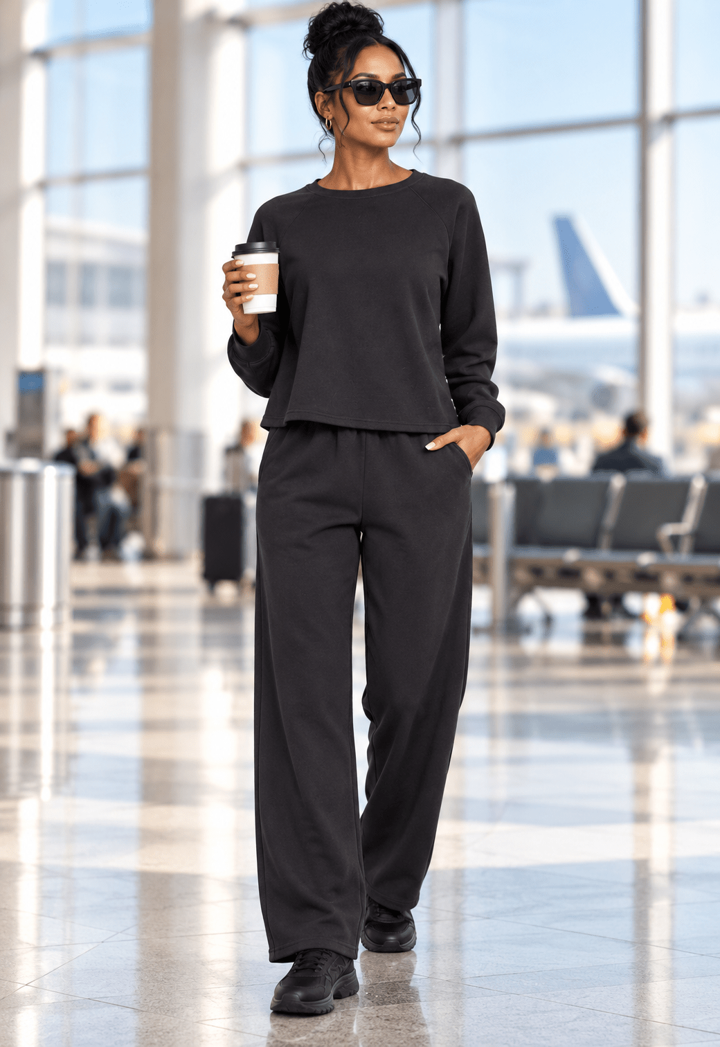 Black Set Lounge Set By Zenana - Hangerapparel