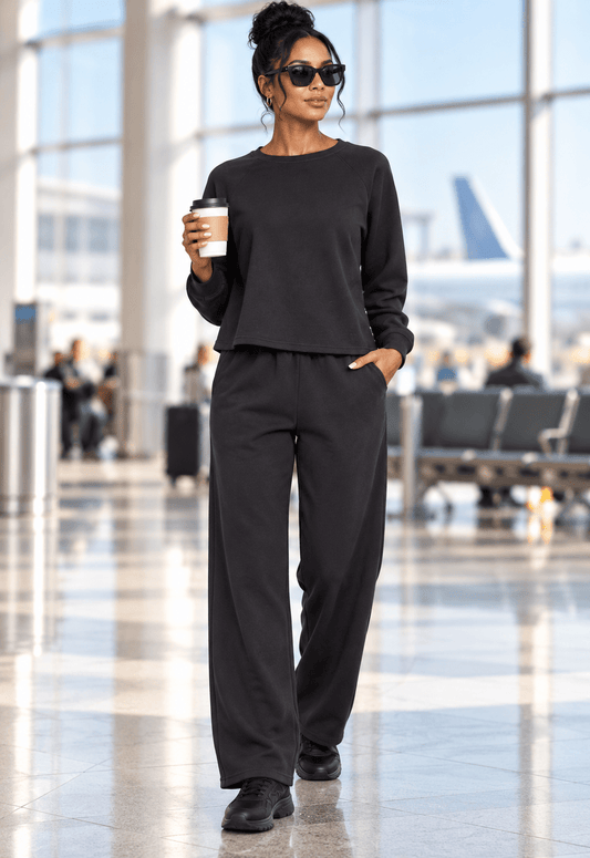 Black Set Lounge Set By Zenana - Hangerapparel