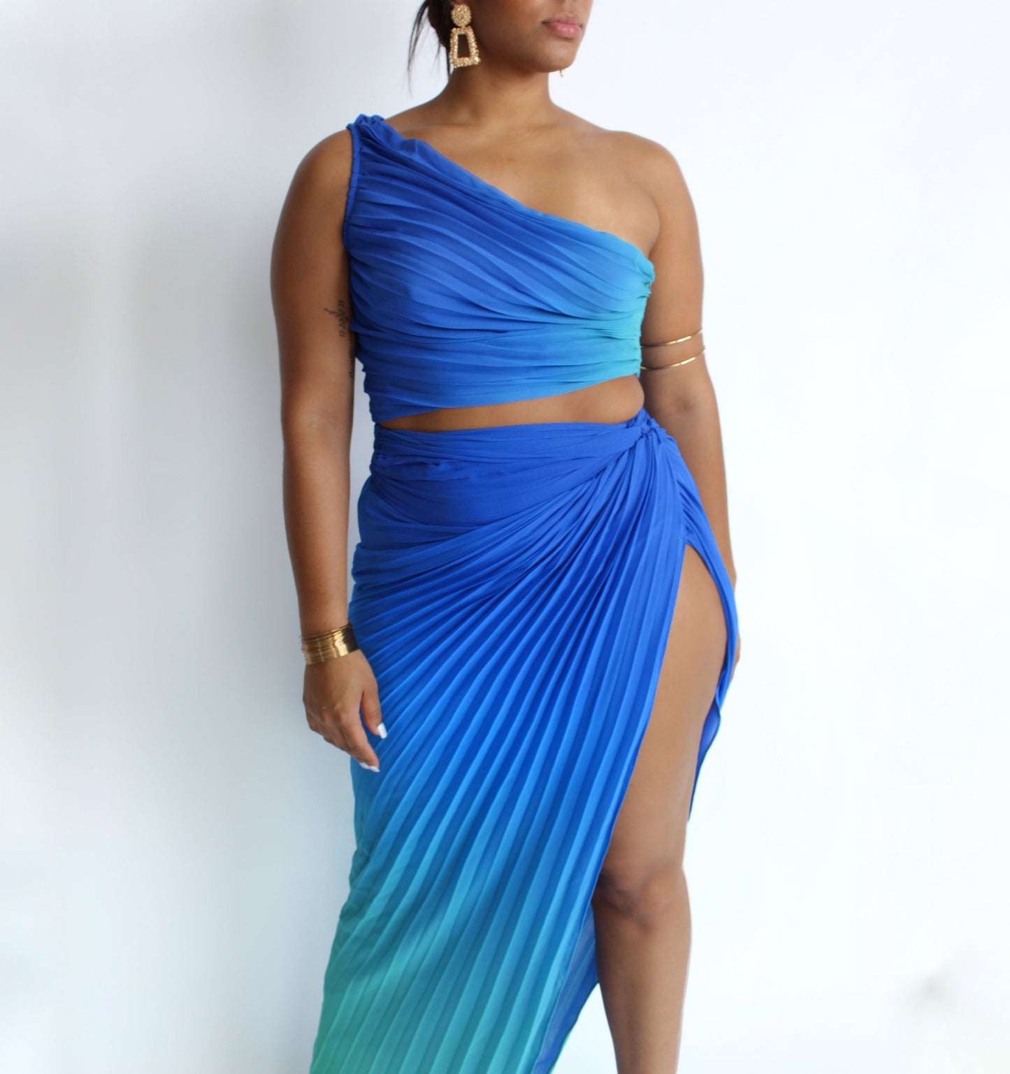 Azure Dreams Pleated Skirt Set