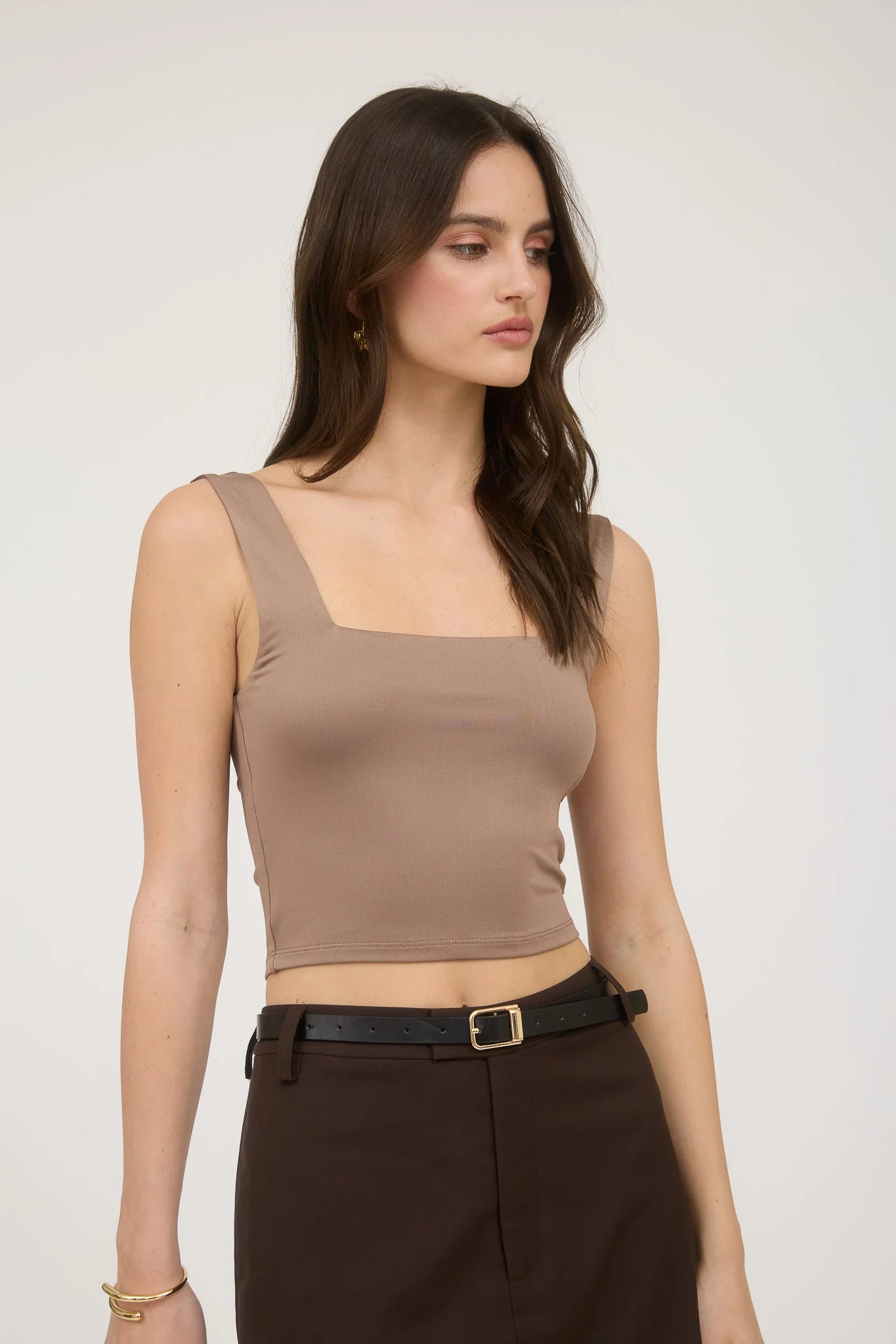 Nude Square Neck Crop Top - Hangerapparel