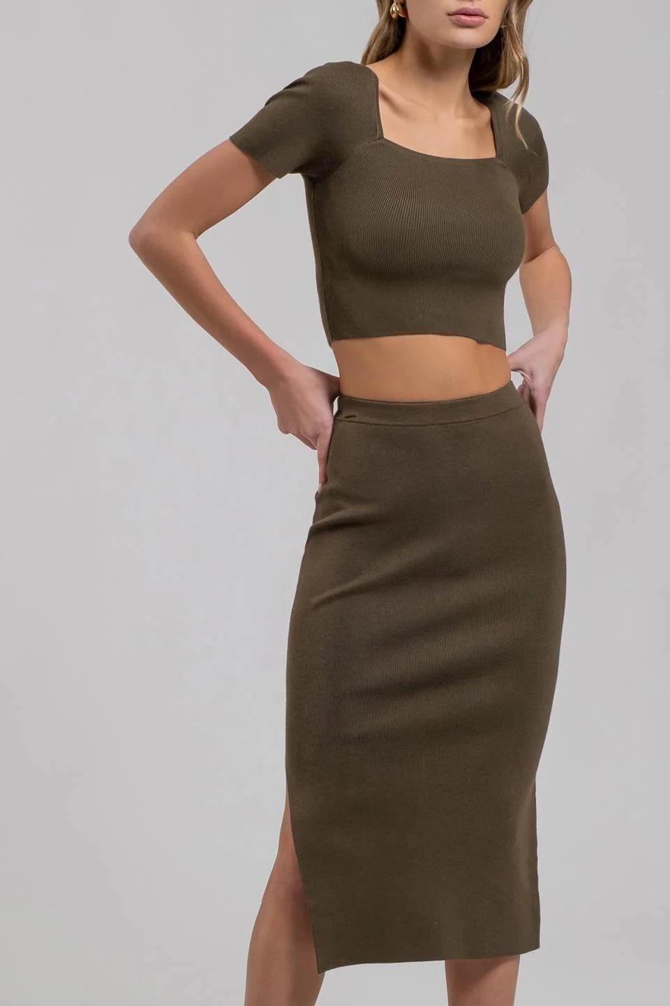 Call me Olive - Ribbed Two Piece Set - Hangerapparel