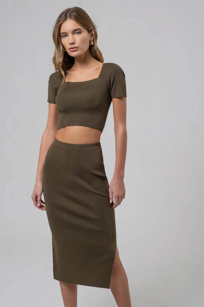 Call me Olive - Ribbed Two Piece Set - Hangerapparel