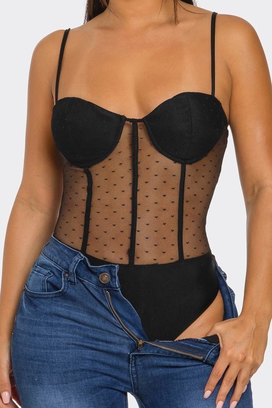 Amora Mesh Corset Bodysuit - Hangerapparel